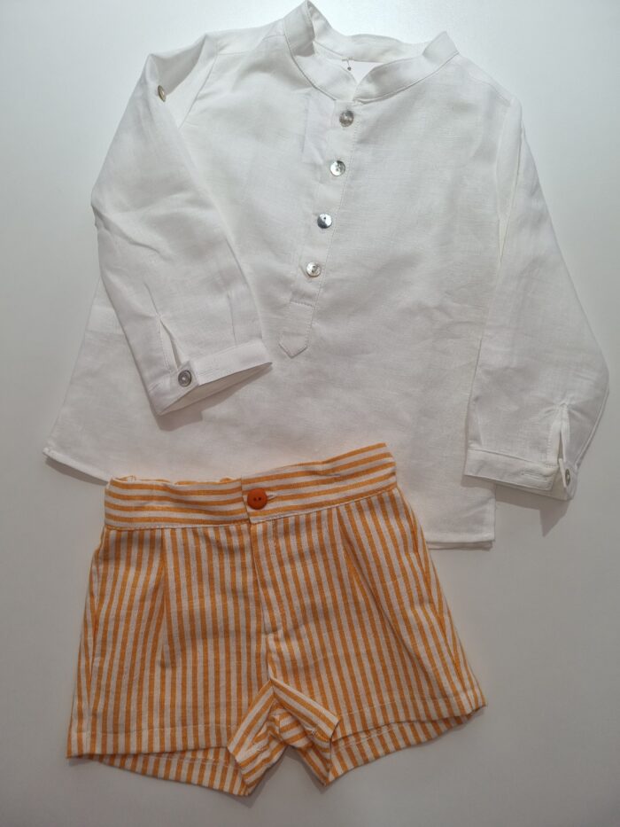 Conjunto camisa y pantalón de rayas naranja - Imagen 3