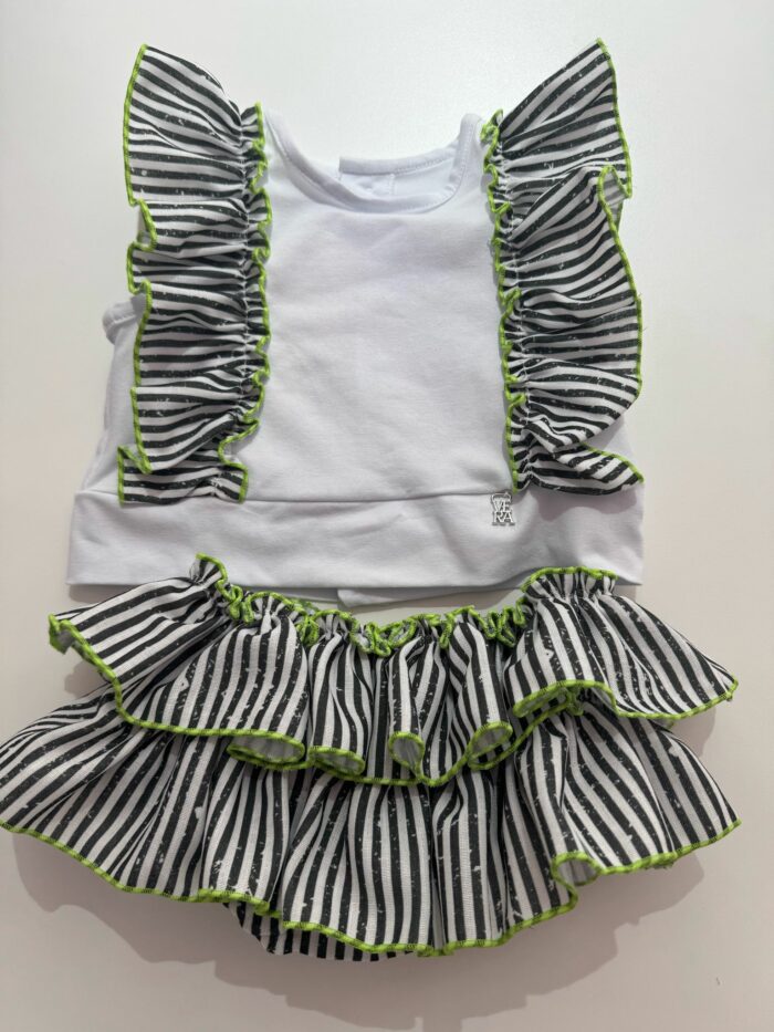 Conjunto dos piezas rayas gris oscuro/verde lima - Imagen 2