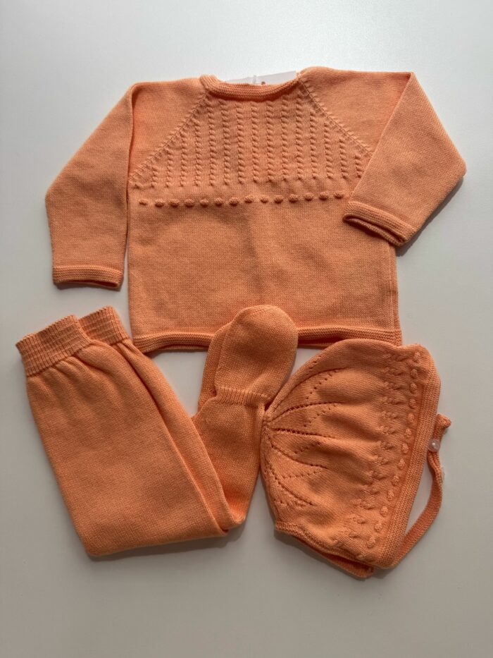 Conjunto bebé tres piezas mandarina - Imagen 2